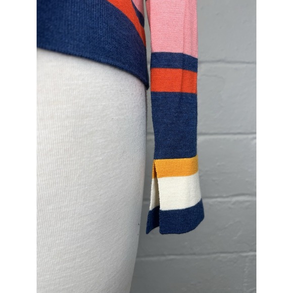 Akris Punto US 10 Kodak Stripe Wool Pullover Sweater Lightweight Blue Pink White - Picture 3 of 12